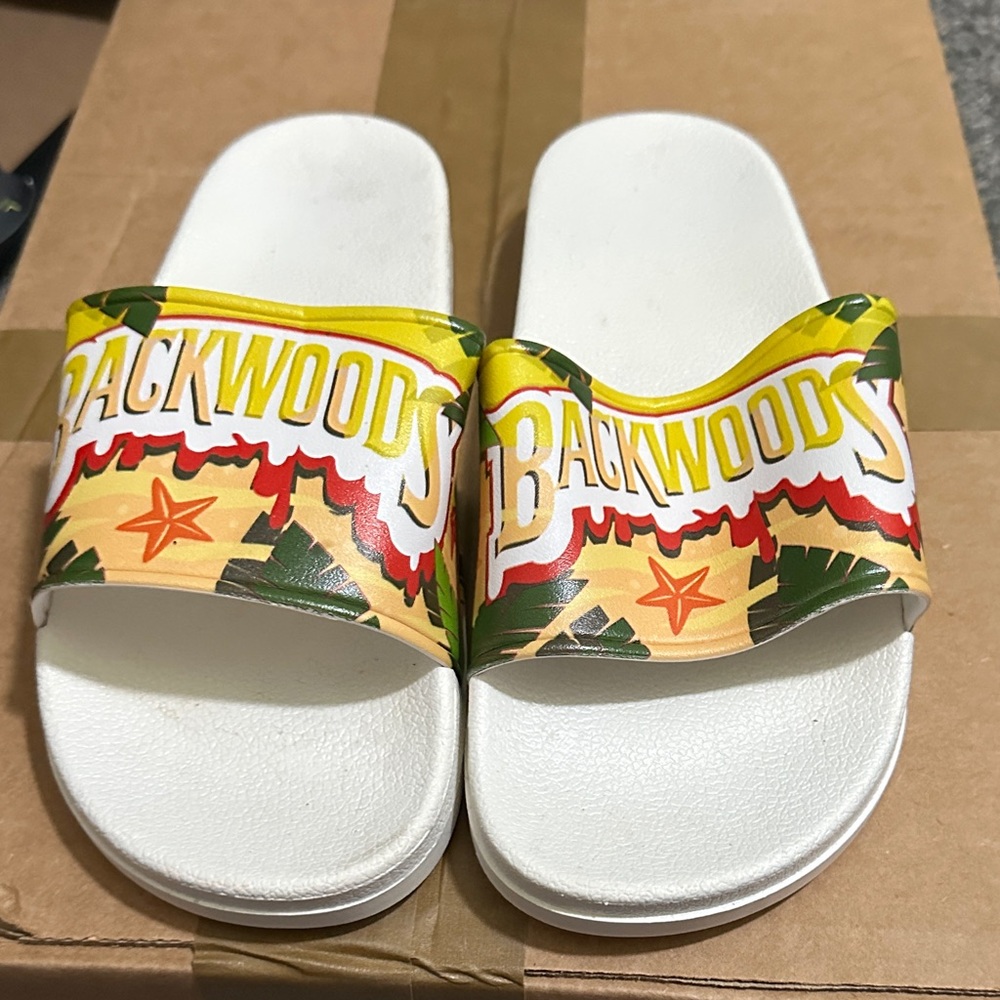 Kids Slide Sandals - White and Yellow